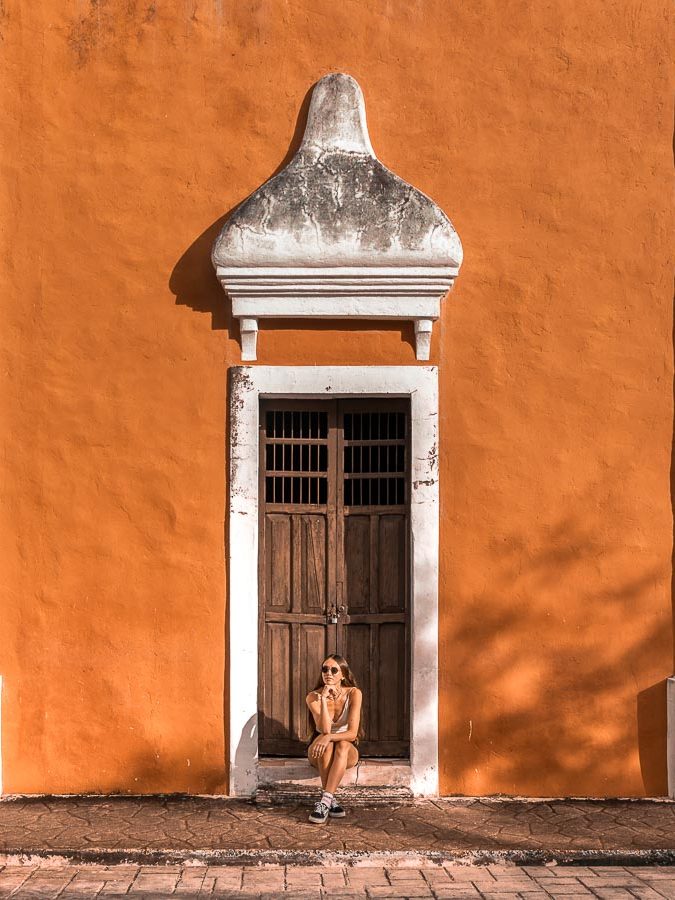A colourful building in valladolid at sunrise